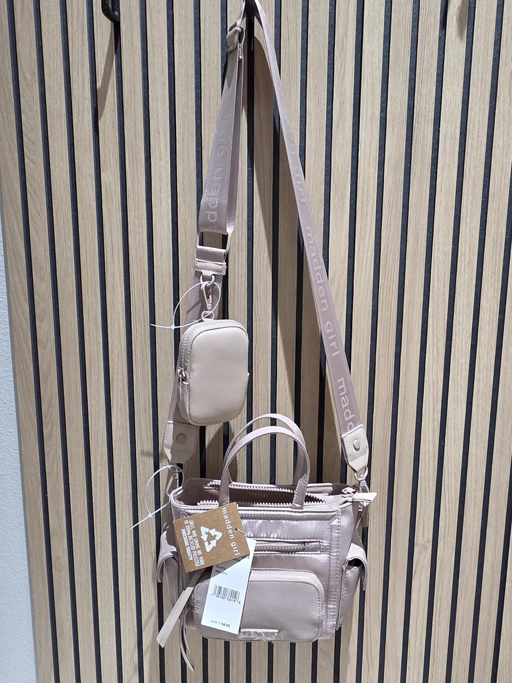 Madden Girl TAUPE Crossbody Mini Tote Bag with Removable Strap